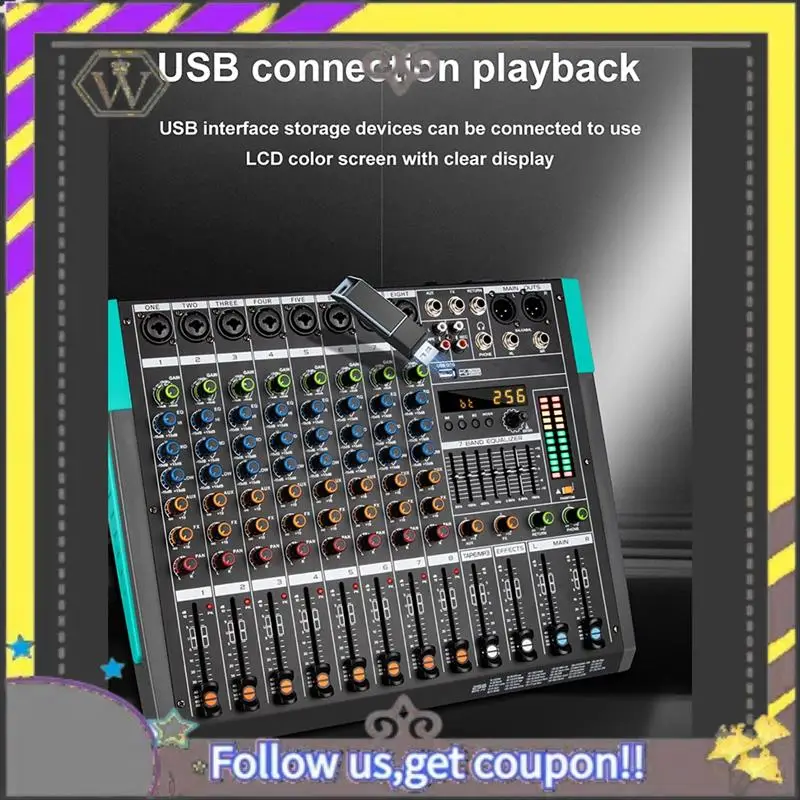 New Professional Audio Mixer GAX-PA8 Channel Sound Board Console Mixing Desk System Interface Built-In 256 Reverb Effect EU Plug