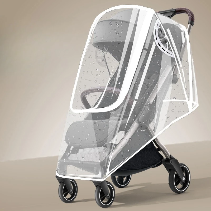 Universal Stroller Windshield Rain Cover Transparent U-Shape Window Adjustable Waterproof Zipper Baby Carriage Protector
