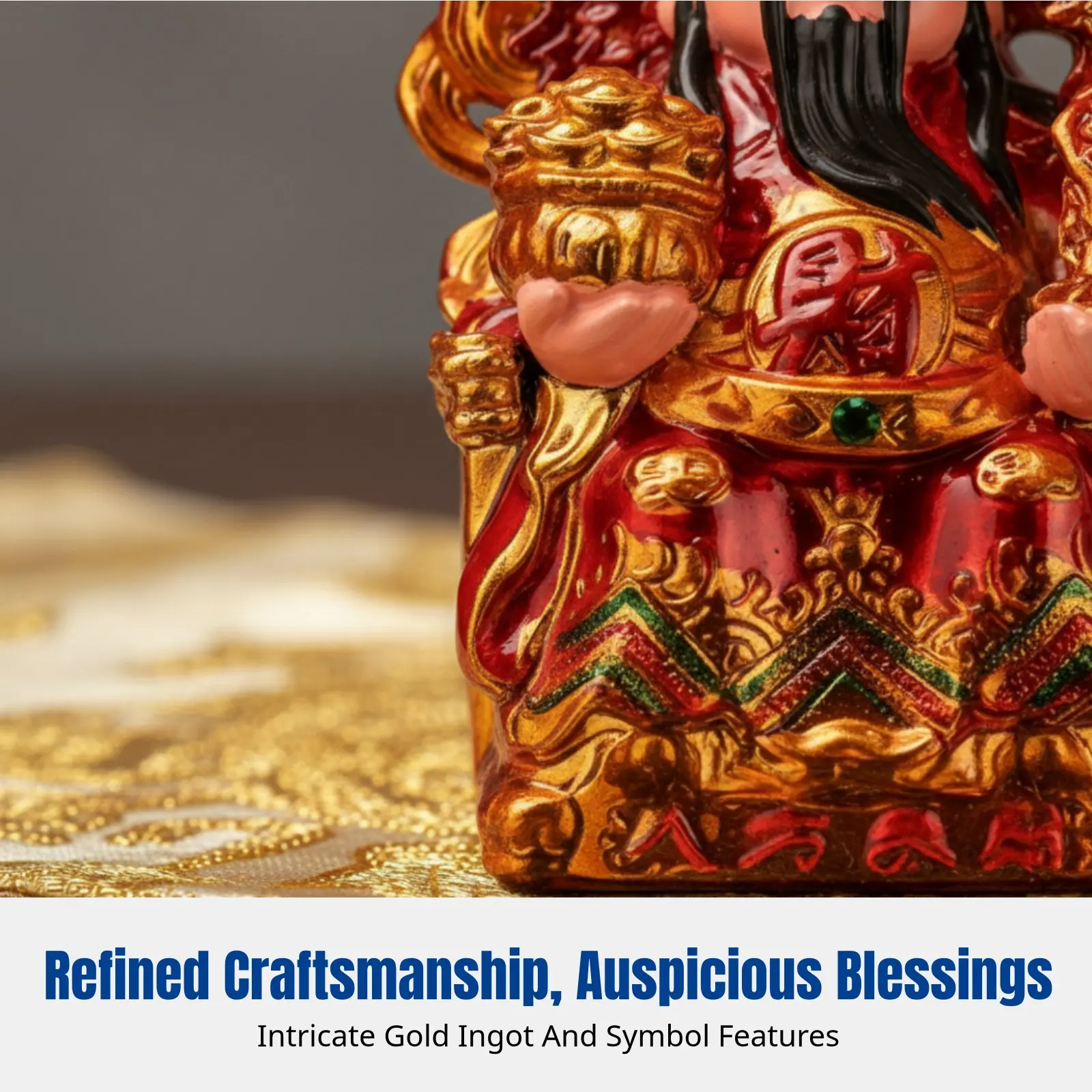 

Керамическая статуэтка Бога богатства, фигурка Бога удачи, декор для дома и магазина, украшение для благополучия в красно-золотых тонах