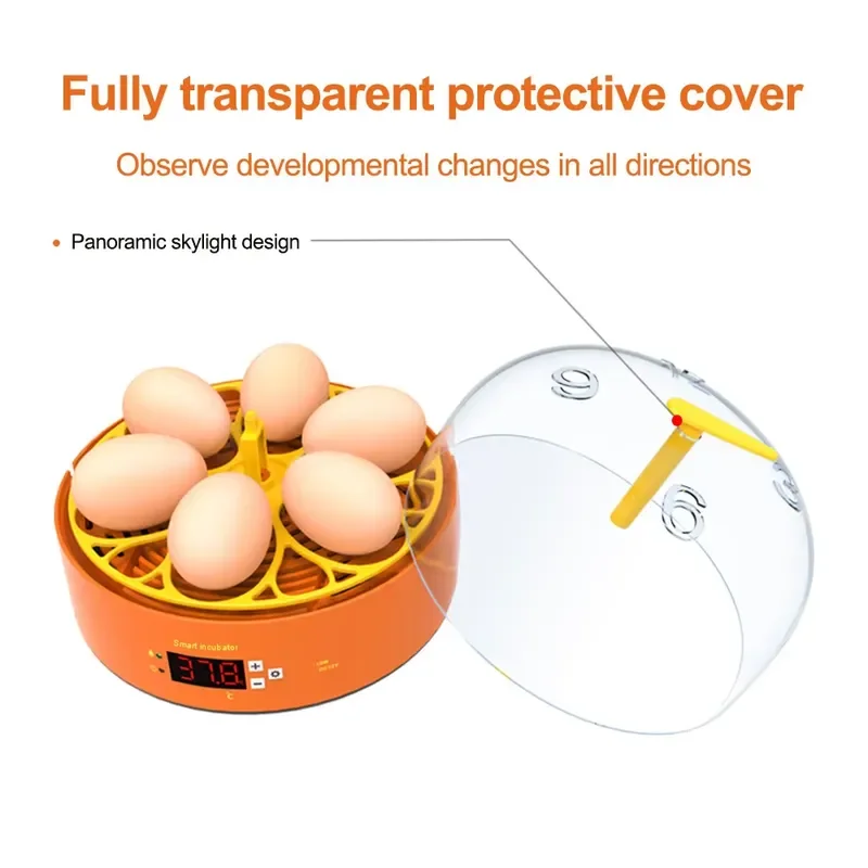 Automatic 6 Egg Incubator Digital Temperature Control Hatching Machine for Poultry Chicken Duck Goose Farming Equipment