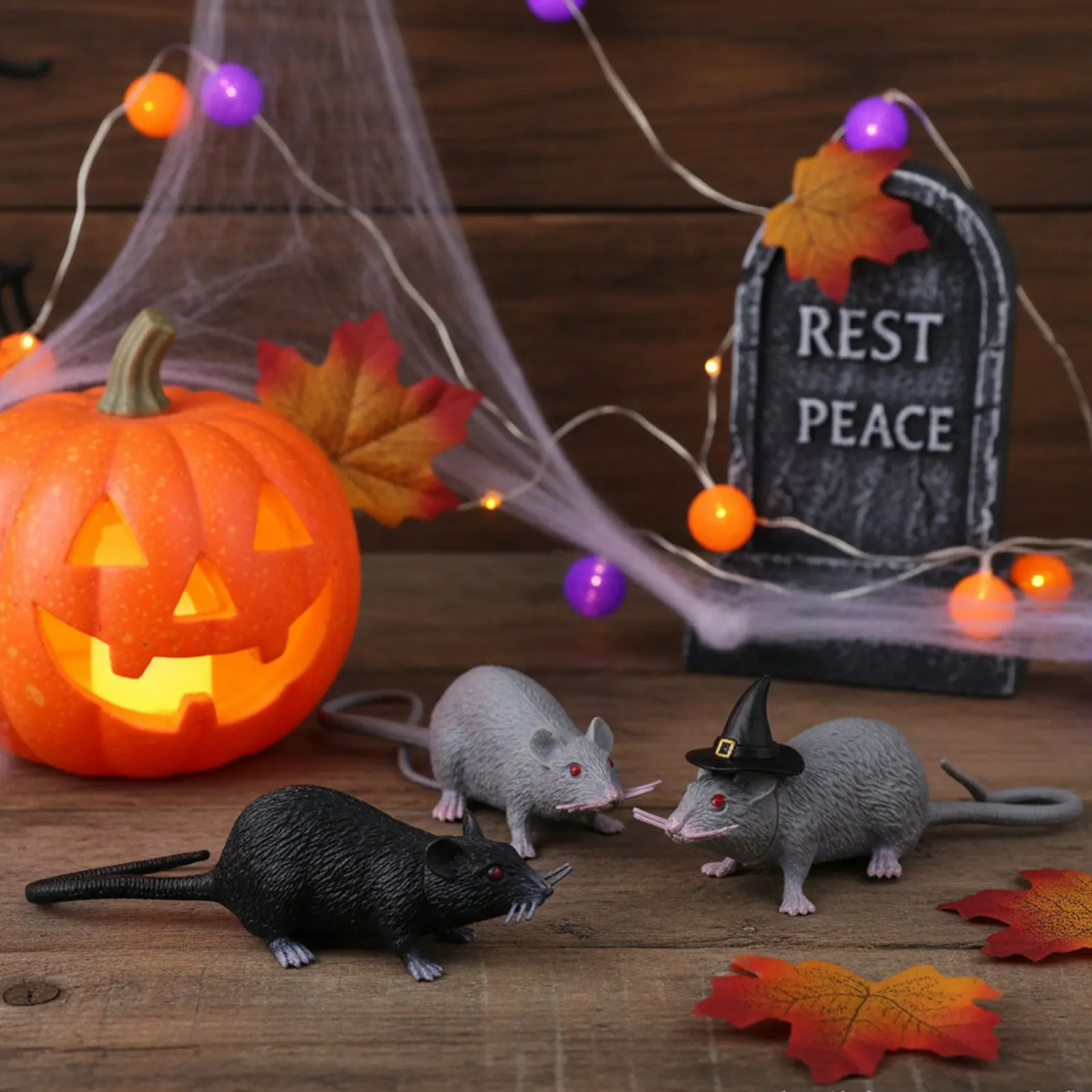 

10Pcs Realistic Fake Rat Decorations Halloween Scary Prank Simulation Plastic Large Mice Props Prank Toy Mouse