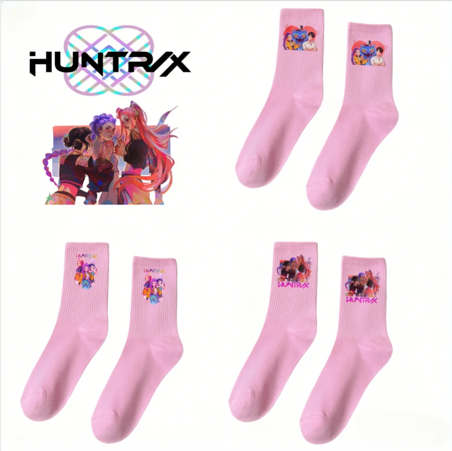 2026Kpop Demon Hunters chaussettes étudiant Sports de plein air automne hiver chaleur fille mi-mollet mignon à la mode Cool cadeau d'anniversaire pour enfants