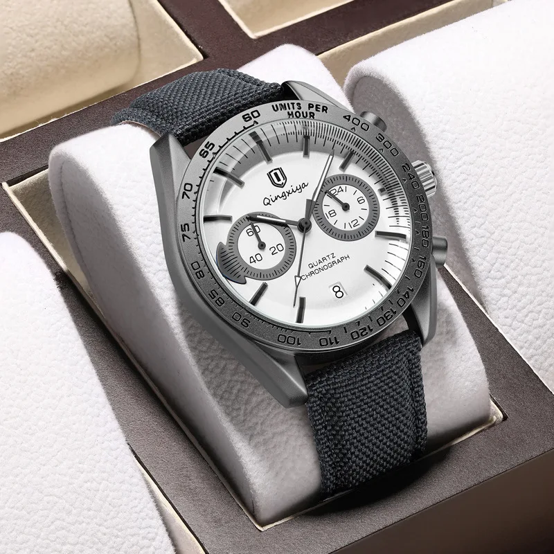 Montre à quartz multifonctionnelle créative pour homme, cadran original, bracelet en nylon tendance, lumineuse, qualité AAA, modèle très prisé