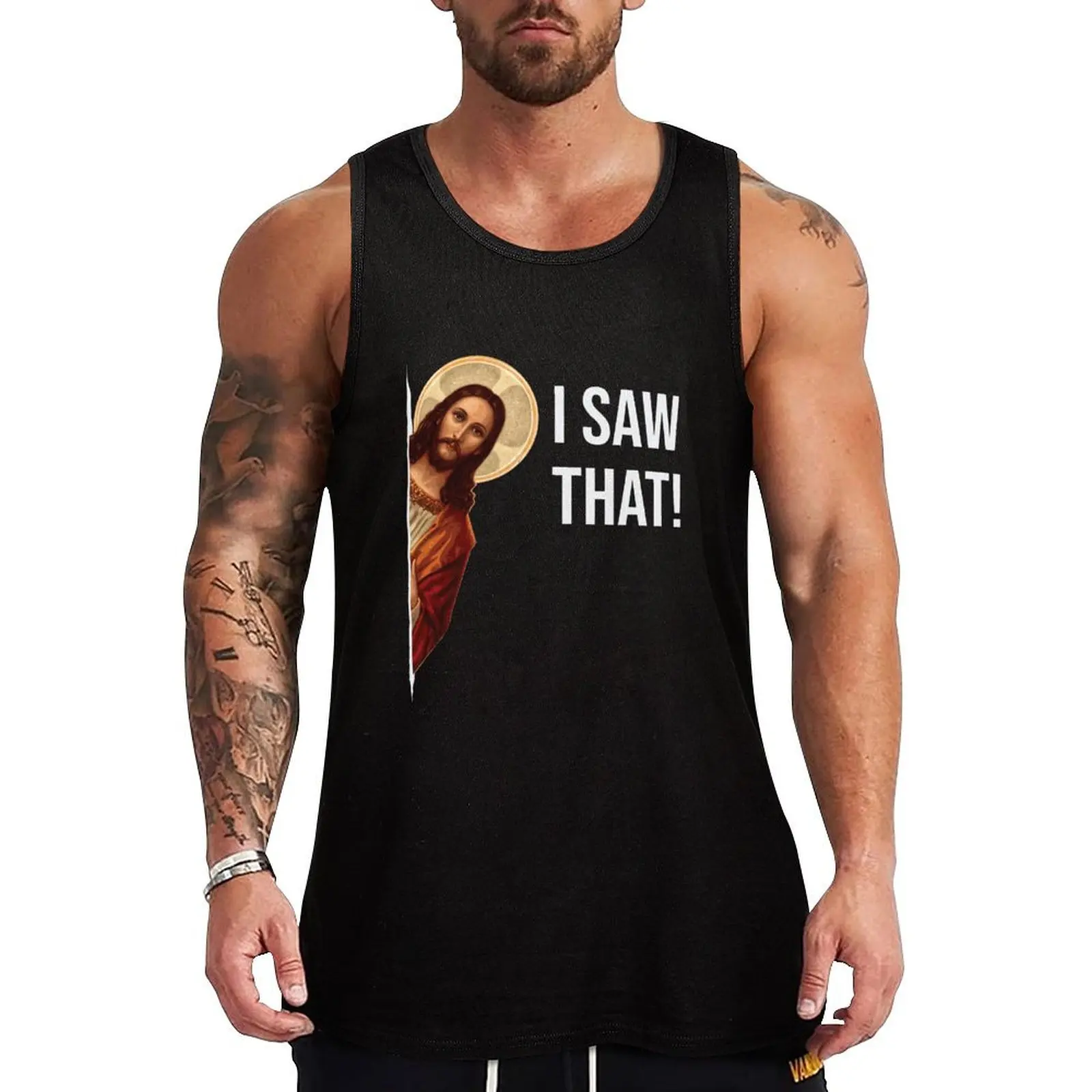 Jesus Meme I Saw That Tank Top Flexible Tank Top Stretch Fabric Casual Sleeveless