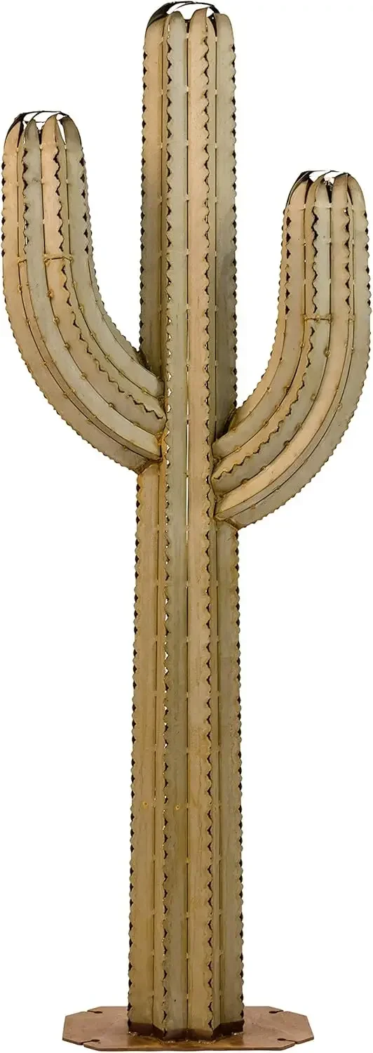 شعلة صبار ساجوارو - (صغيرة - 21 بوصة عرض × 60 بوصة ارتفاع × 8 بوصة عمق) - فن الفناء والحديقة المعدنية الخارجية #1