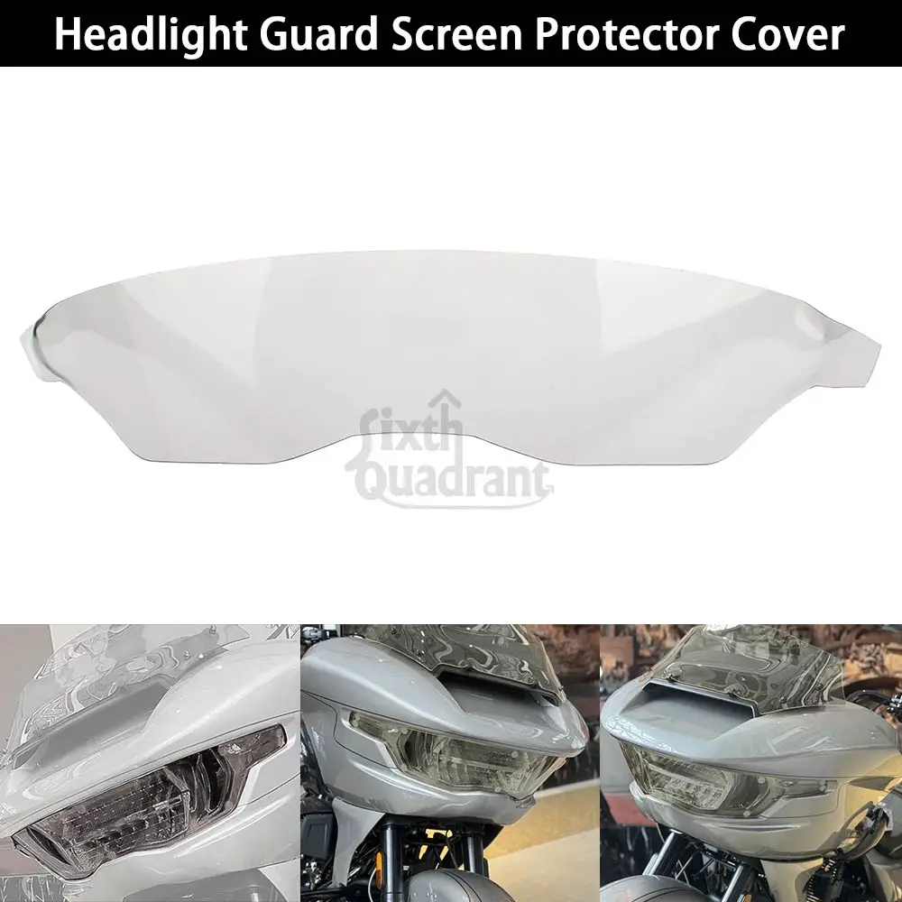 

Motorcycle Accessories Headlight Screen Protective Cover ABS Plastic Light Smoke For Harley Touring Road Glide FLTRX 2024 -later