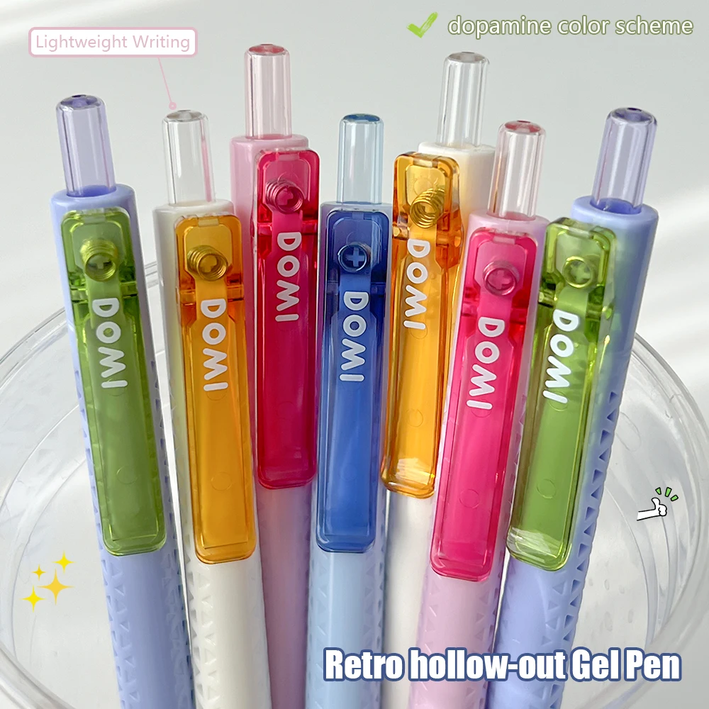 

4 Pcs Retro hollow-out Gel Pens 0.5mm Minimalist Transparent Quick-Dry Air Pen With Dopamine Color Scheme