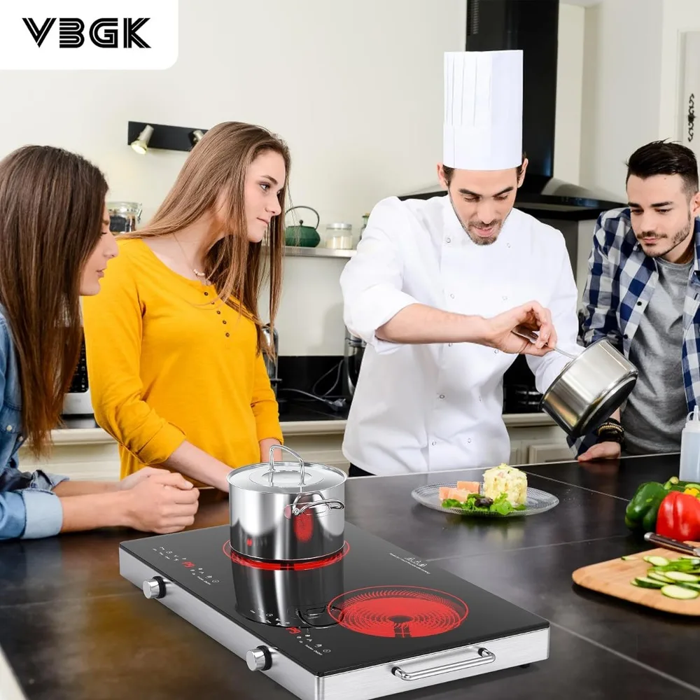 Levels, Kids Lock & Timer,LCD touch control,Overheat Protection Electric stove,24 Inch desktop 2 burner electric cooktop