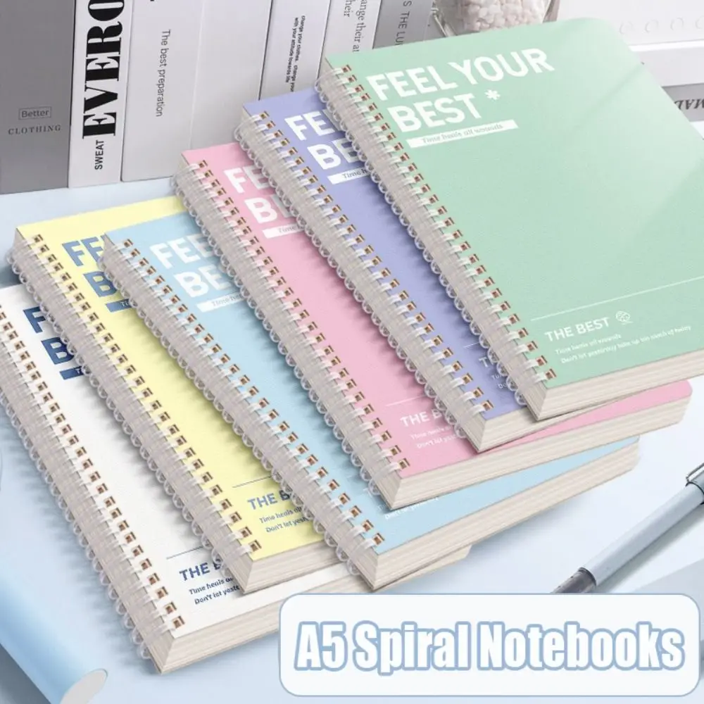 60Sheets/Book A5 Spiral Notebooks Color Perforated Pages Notepad Horizontal Line Inner Pages Diary Book School Office