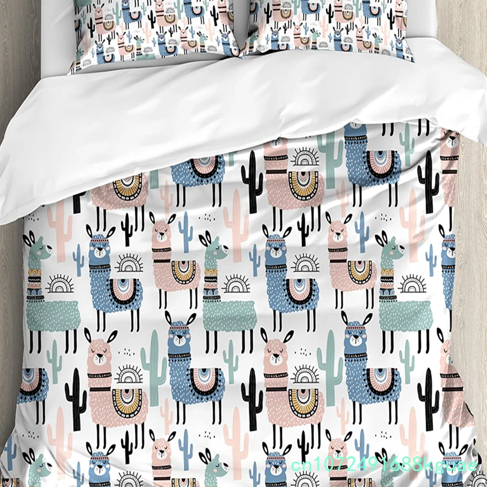 Llama Bedding Set For Bedroom Bed Home Alpacas In Love In The Mountains Fauna Valentine's Duvet Cover Quilt Cover And Pillowcase