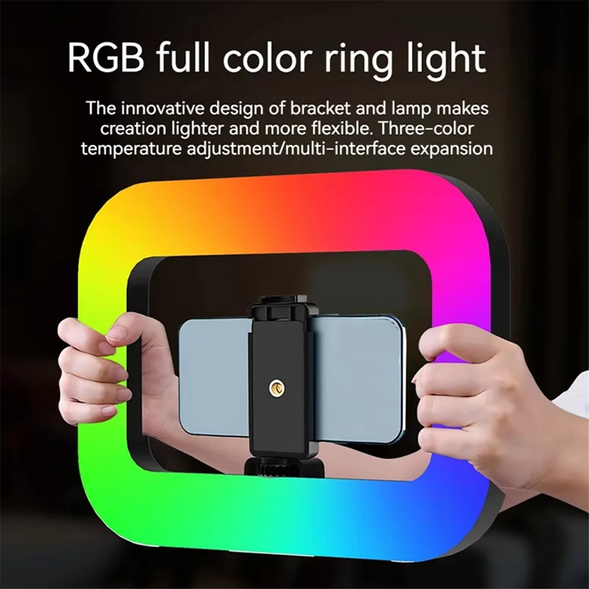 Detailhandel! RGB-ringverlichting Fotografie Oplaadbaar selfie-licht, draagbare telefoon Live video, make-upstudio Rabit Cage Fill Light