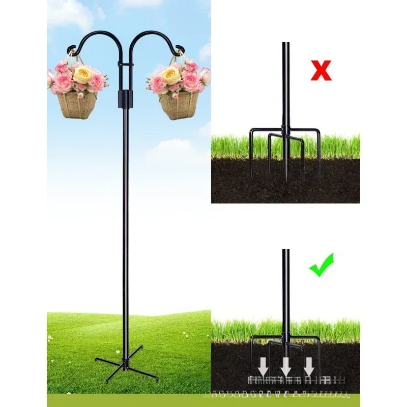 

Adjustable Double Shepherds Hook for Outdoor Pole for Hanging Plant Baskets, Solar Lanterns