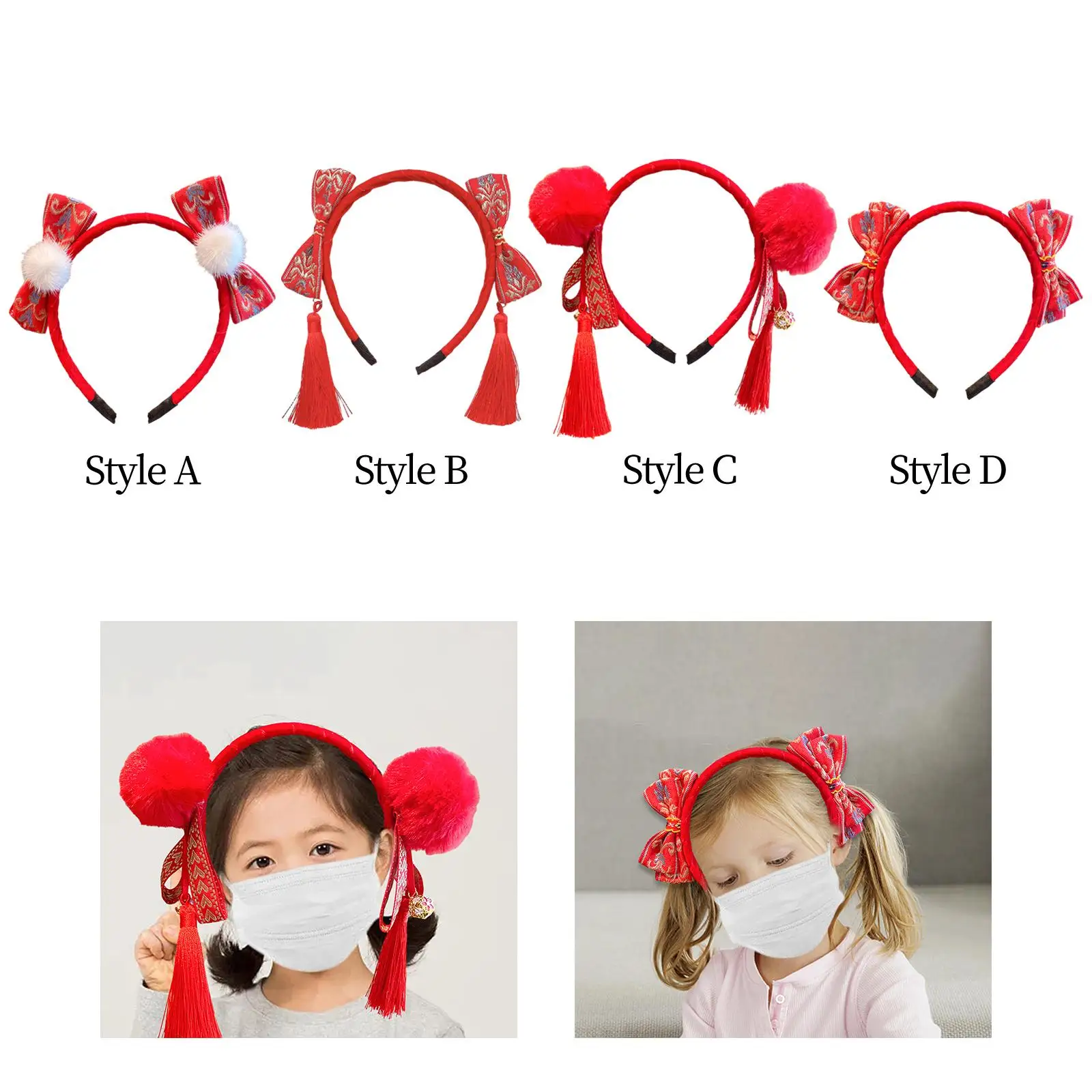 

Chinese New Year Headband Headwear Hairband Bow Hair Hoop for Cosplay Carnival Festival