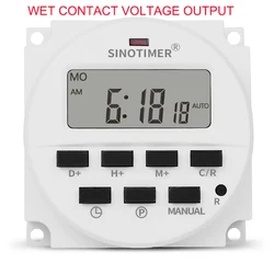 TM618H Wet Contact  Voltage Output DC 12V 24V AC 110V 120V 220V 230V Volt Digital 7 Days Programmable Timer Switch Time Relay