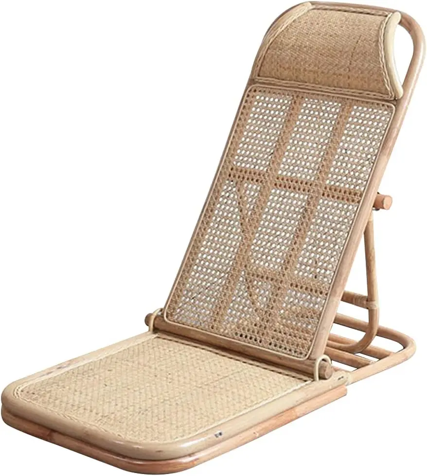 4-Gear Adjustable Folding Rattan Foldable Beach Lazy Floor Floor Lounge Chair Tatami Chair Home