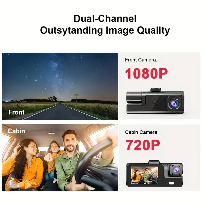 Dash Cam Front and Inside,Front 1080P and Inside 720P Recording Car DVR Cam with 170 °Wide Angle, Night Vision, Small Dash Camer