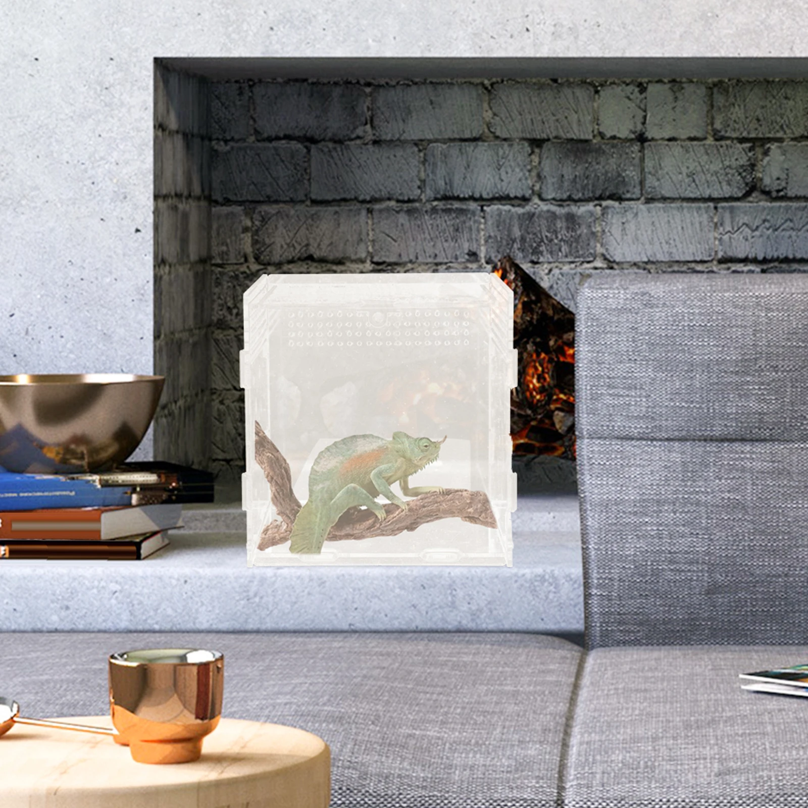 

1Pcs Tree Climbing Acrylic Breeding Box Transparent Reptile Habitat Tank Durable Feeding Storage for Snakes Lizards Tortoise