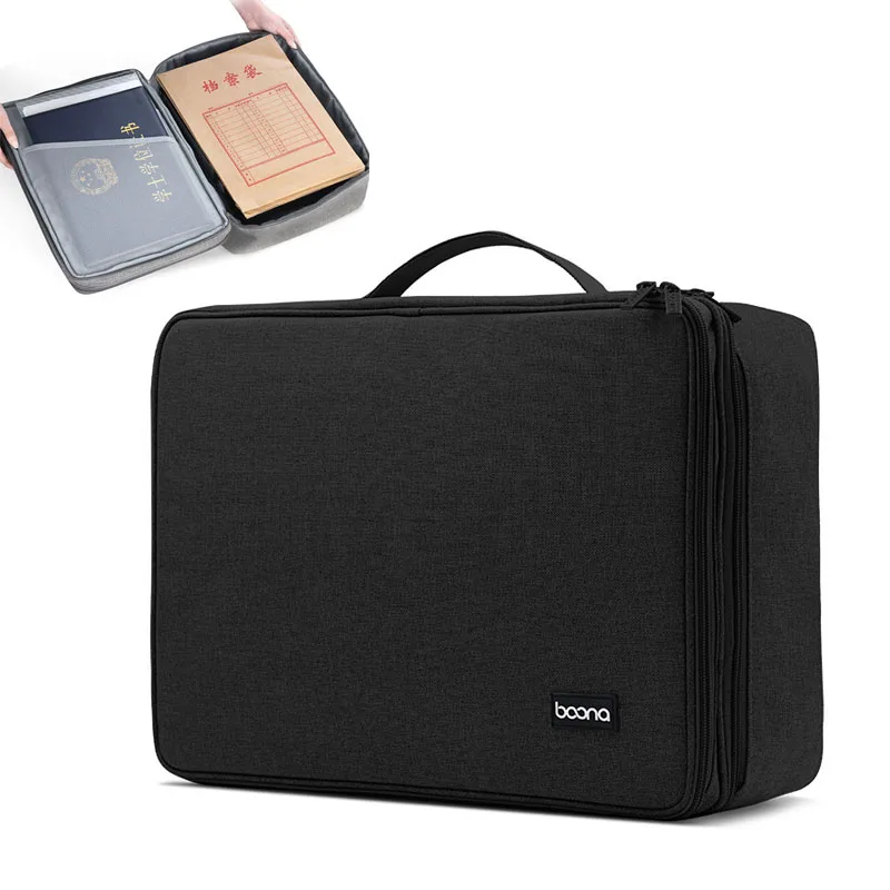 Bolsa de almacenamiento de documentos, 3 capas, gran capacidad, certificado, archivo de diploma, colección de contrato, bolsa de archivo importante, organizador de almacenamiento