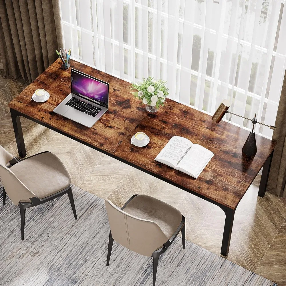 Extended Dual-Person Home Office Desk, 78.7-Inch Long Computer Workstation for Two, Spacious Desk for Home Office Collaboration