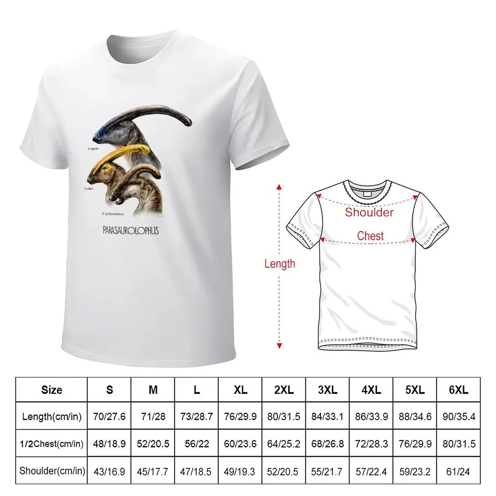 Dinosaurs: Parasaurolophus species T-Shirt essential t shirt Short sleeve tee cheap stuff korean fashion Men's clothing