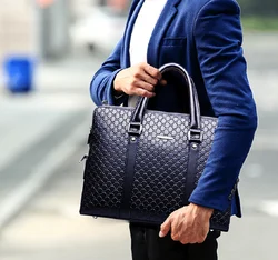 Maletín de negocios de cuero de lujo de alta calidad para hombres, bolso de mano de gran capacidad, bolsos de hombro de moda, bolsos cruzados, venta al por mayor