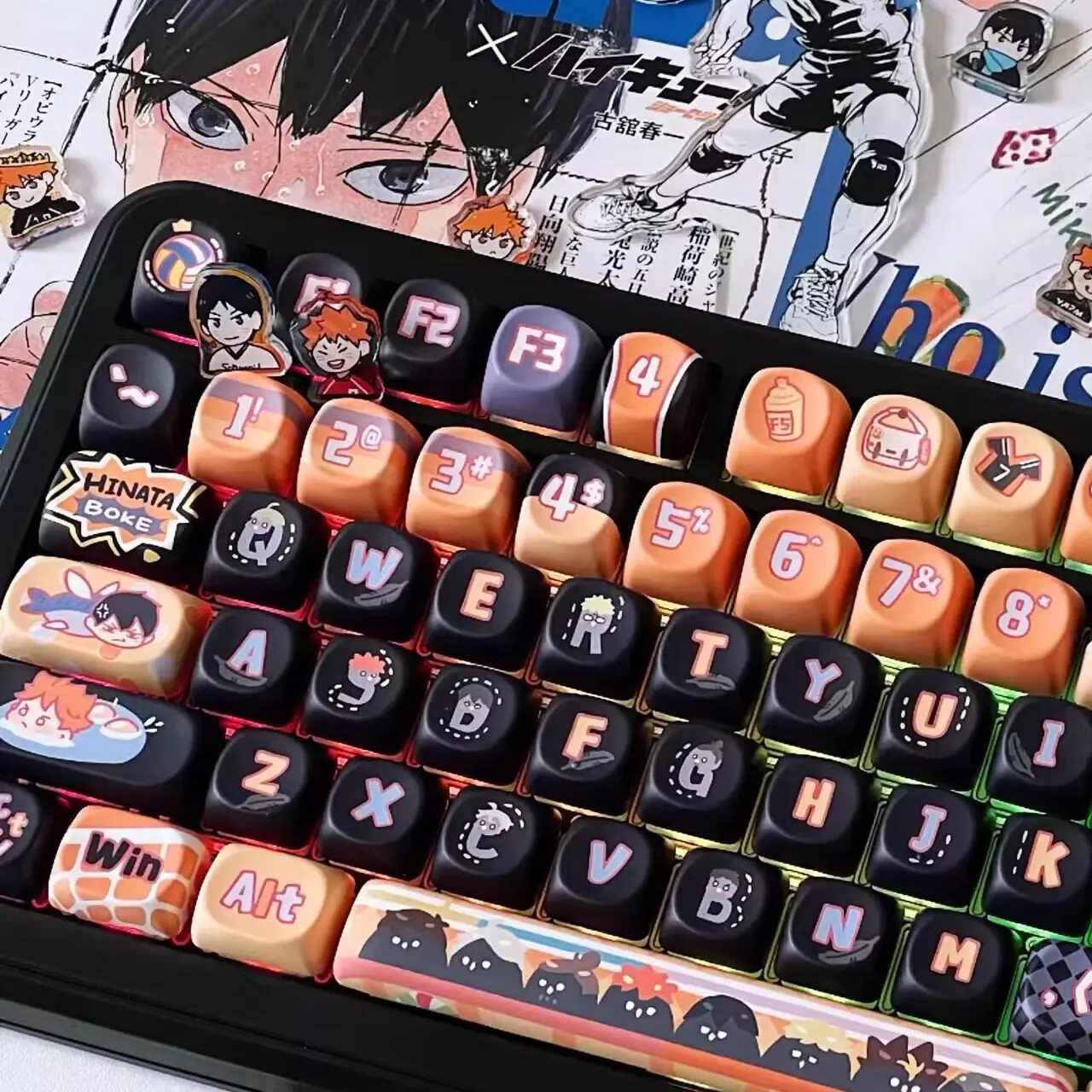 142 Keys Haikyuu!! Keycaps The Crowd Rabble MOA Hunter Five-sided Sublimation PBT Game Key Caps for Mechanical Keyboard