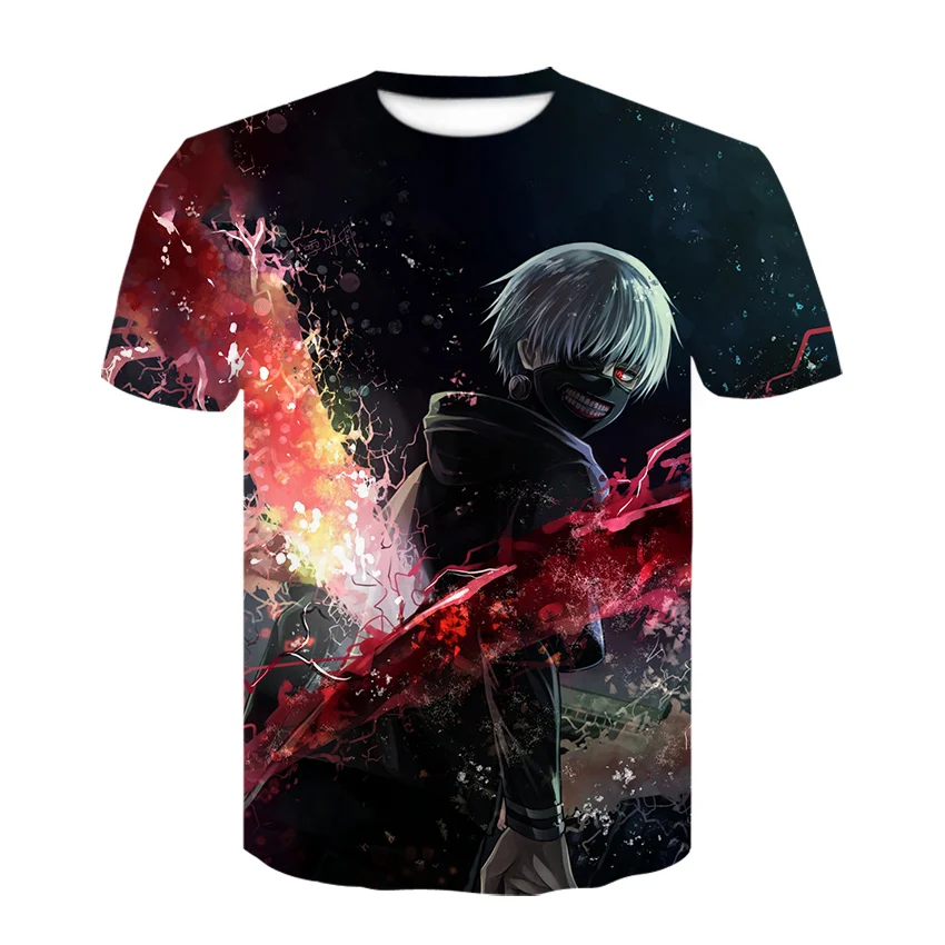 T-Shirt homme femme et garçon, Streetwear, décontracté, à la mode, animé, combat Tokyo Ghoul, 3D, 2021