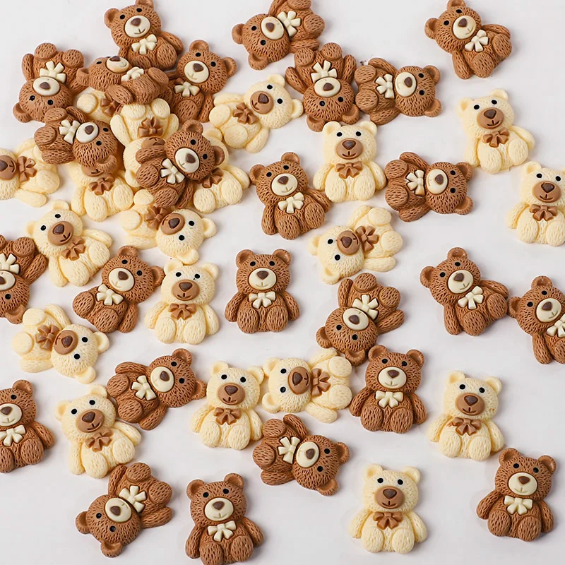 10/30/50pcs Resin Teddy Bear Cabochon Flatbacks DIY Scrapbooking Craft Phone Decor Accessories Birthday Party Christmas DIY Gift