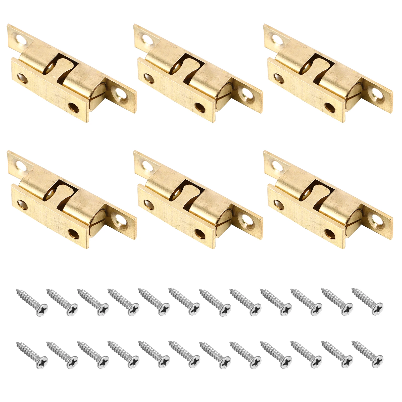 

6Pcs Golden Brass Ball Catch Door Latch Roller Catcher Cabinet Door Catcher Double Closet French Doors Tension Latch