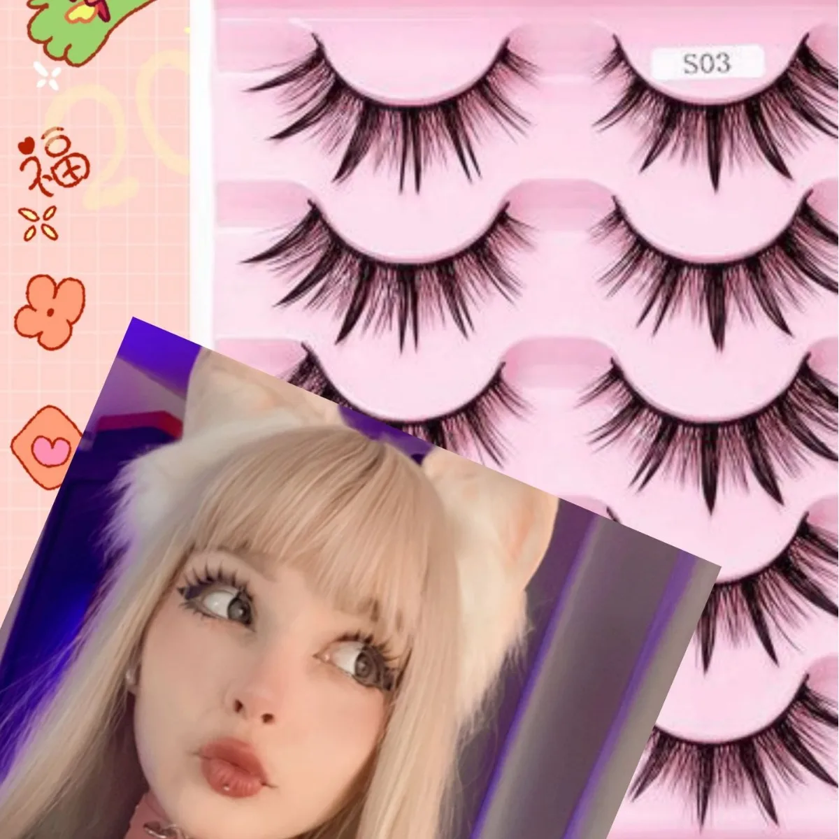 NEW 5Pairs Natural 3D Dramatic Fairy Clusters Manga Lashes Fake Eyelashes Wet Look Cosplay Lashes