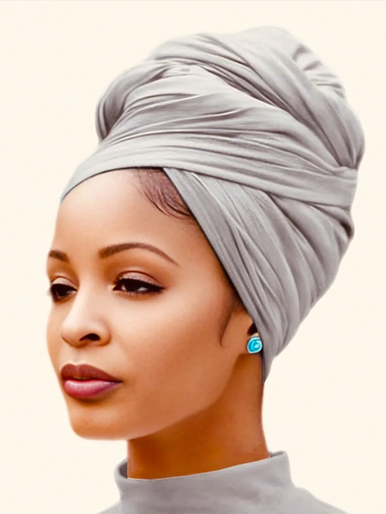 

Women Elastic Knit Headscarf Lightweight Breathable Solid Color Long Turban Headwrap Spring Summer