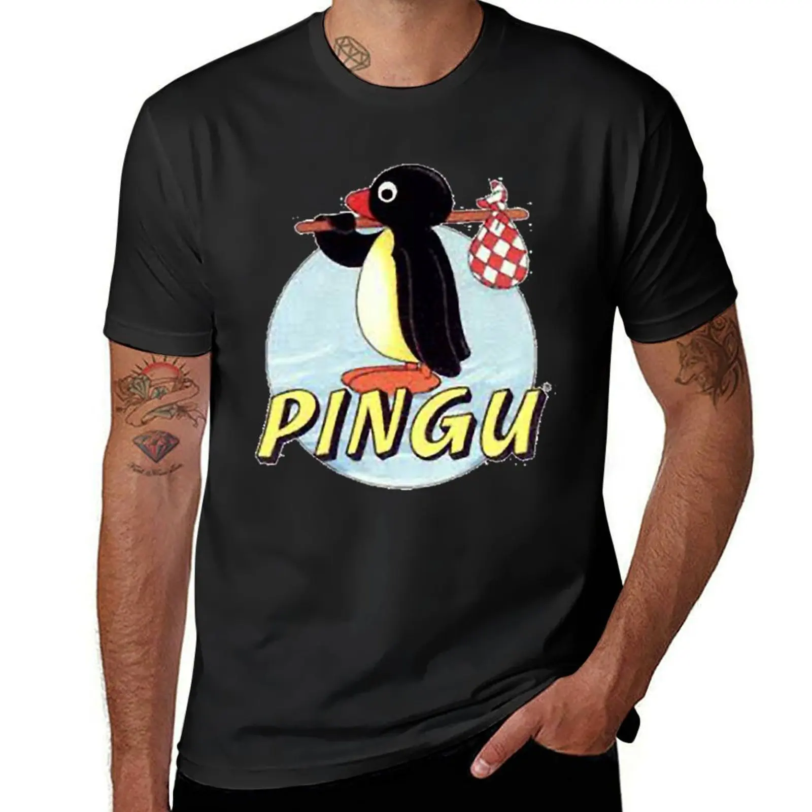 2025 new model Pingu T-Shirt man clothes anime football t shirt mens out shirts
