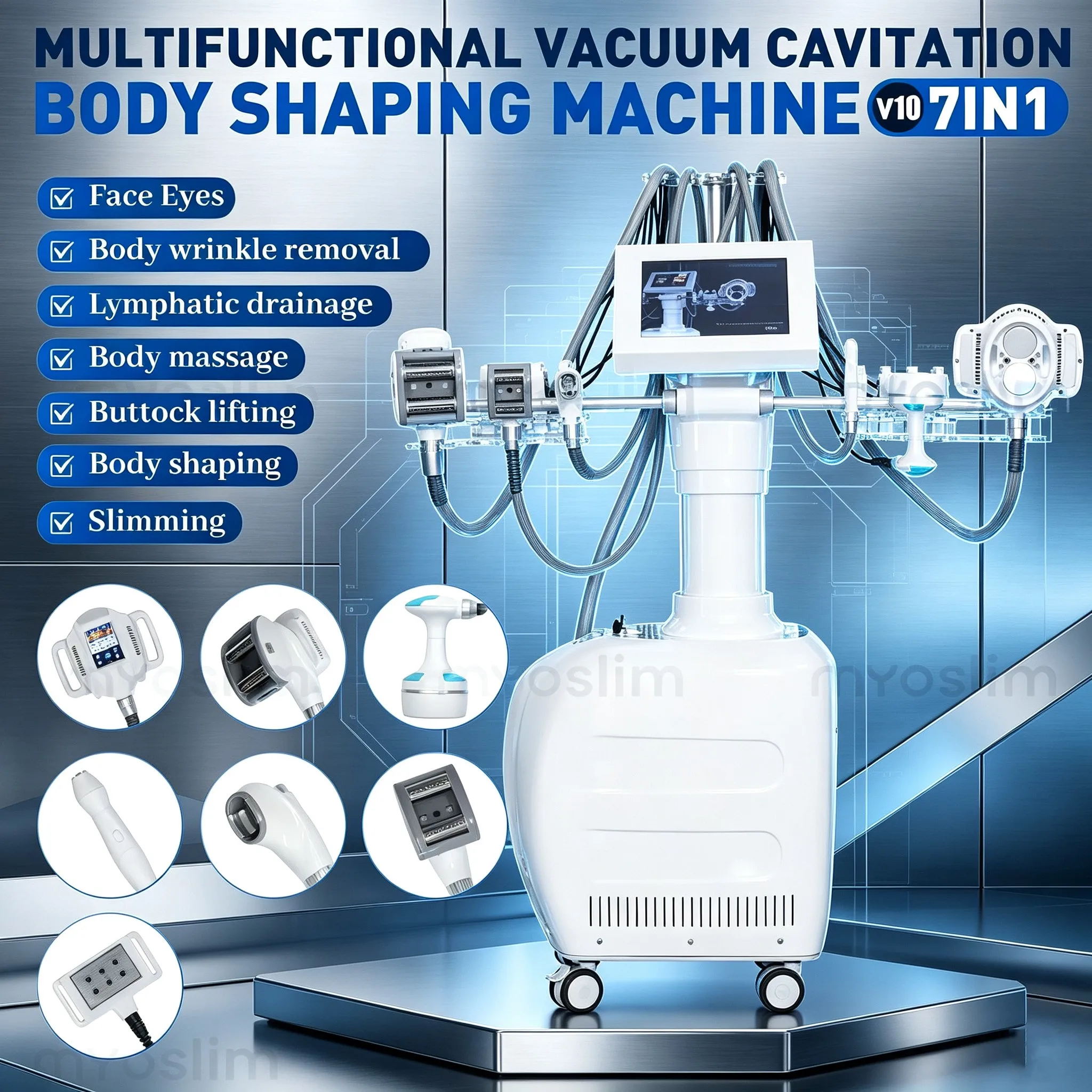 Vacuum Tumbling Slimming Machine Cavitation RF Roller Massage Lymphatic Drainage Anti-Cellulite Skin Tightening Beauty Device