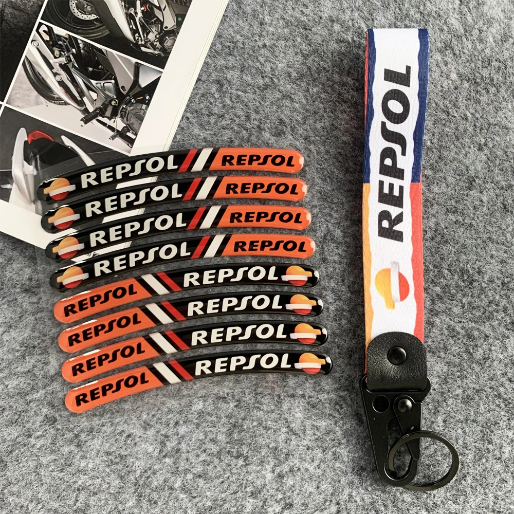 Repsol 오토바이 휠 허브 림 스트립 데칼, 3D 젤 반사, 혼다 ADV350 X-ADV 750 CBR600F4i 600F2 RVF400 VFR400 용, 8 개