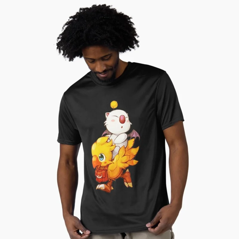 Chocobo & Moogle Final Fantasy Gift t shirt for RPG Gamer 100% cotton printed Short Sleeve Graphic clothes All size tops S-6XL
