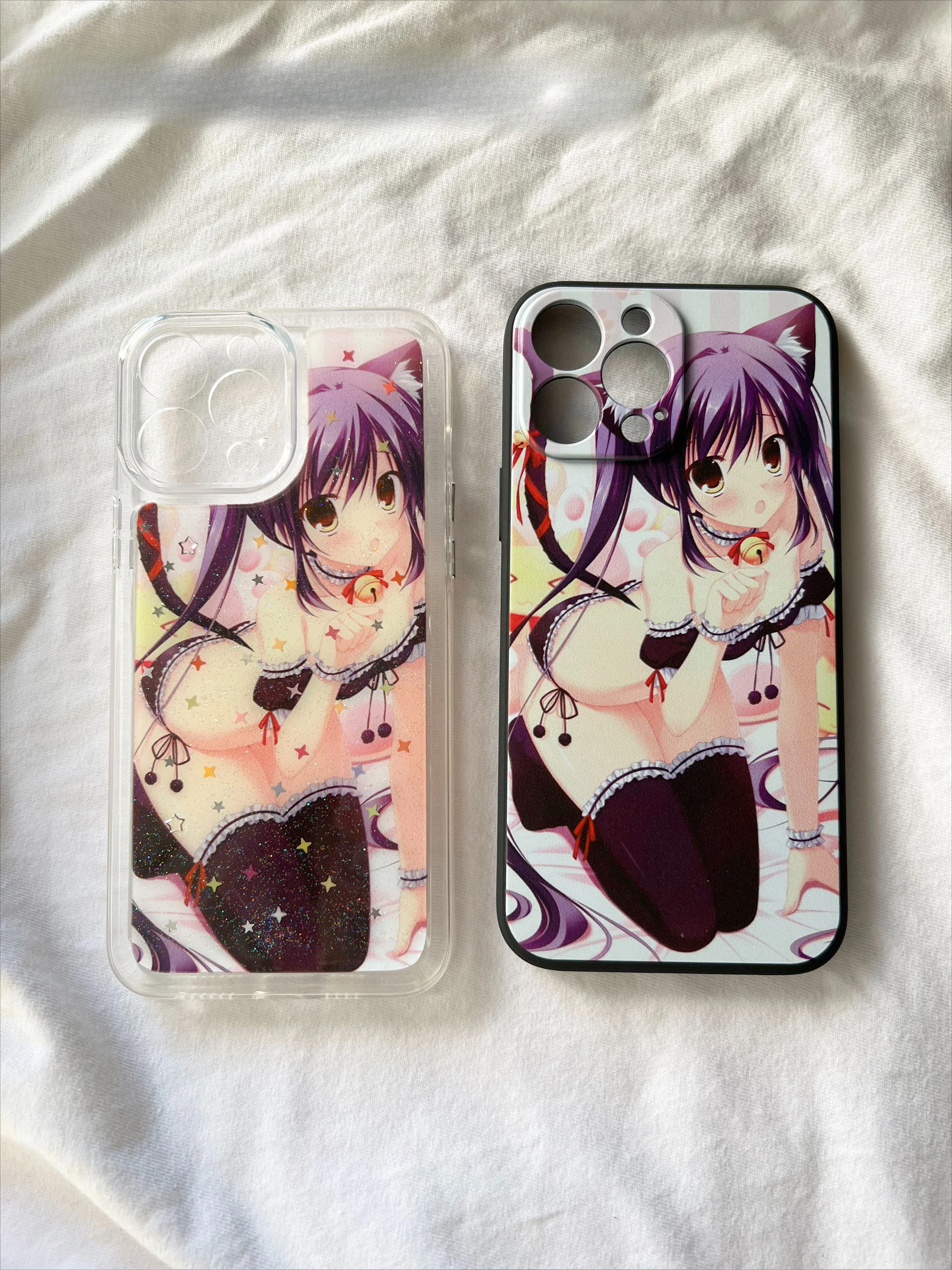 Two-dimensional Cat Girl Maid Silicone Phone Case for IPhone 15 14 13 12 11 Pro Max XR X XS SE 2020 Shockproof Soft Cover