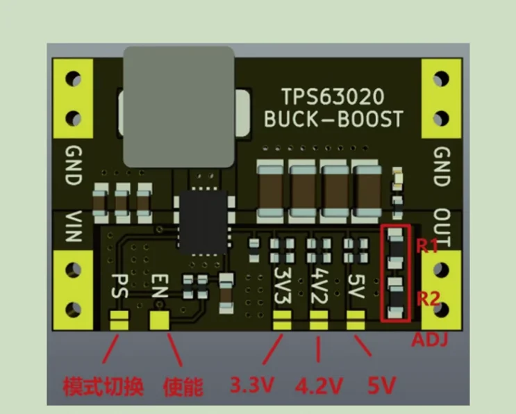 Alimentation électrique USB 3.3V/4.2V/5V MCU, TPS63020 Auto Boost Buck Power Tech