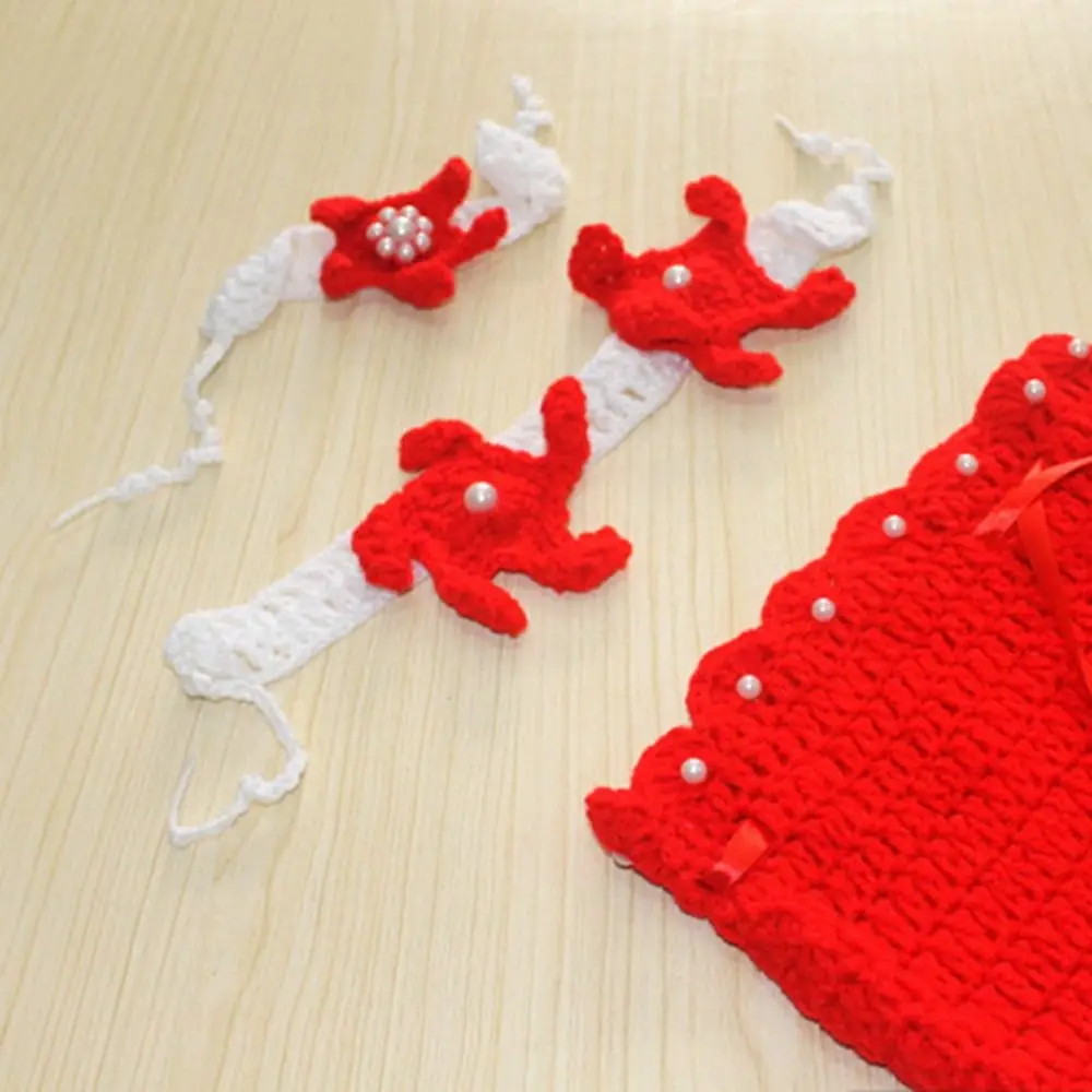 3 قطعة/المجموعة الإبداعية الطفل حورية البحر زي مجموعة لينة اليدوية الطفل صور الدعائم رباط شعر قابل للغسل الرضع محبوك زي #3