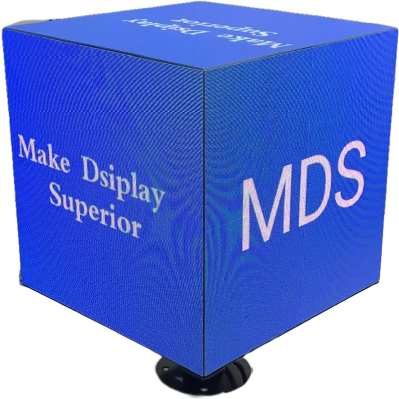 Shenzhen MDS p2.5 exterior a todo color 160*160*160mm cinco pantallas LED cubo pantalla instalación lateral control por teléfono