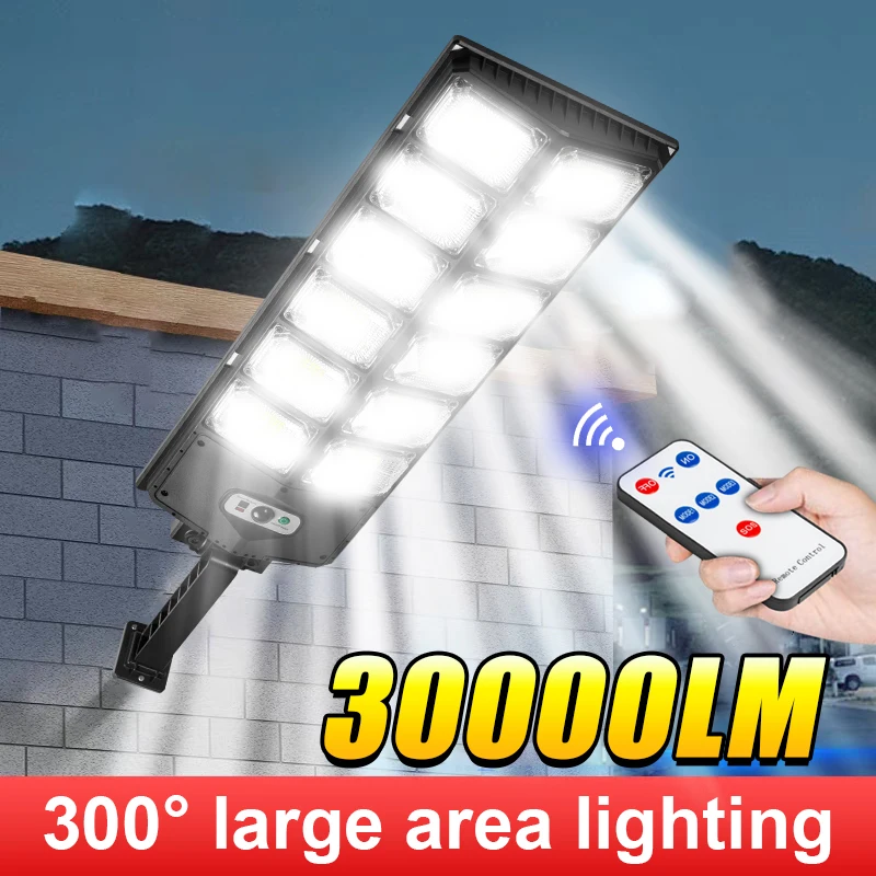 

2024 Illumination 250㎡ Powerful Solar Street Lamp Rechargeable With Human Sensor Solar Light Outdoor Waterproof LED Garden Light