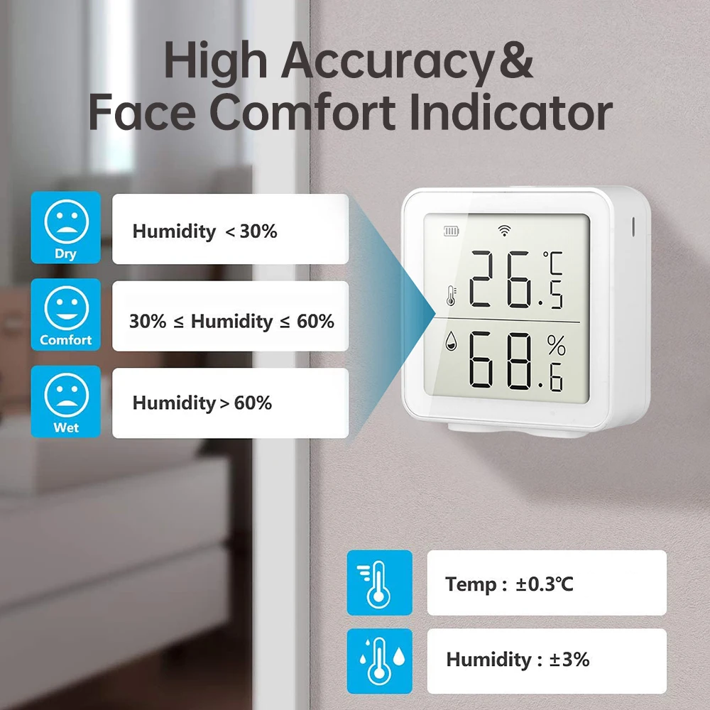 Tuya inteligentny WIFI czujnik wilgotności z ekranem LCD cyfrowy higrometr bezprzewodowy termometr pracy z Alexa Google Home