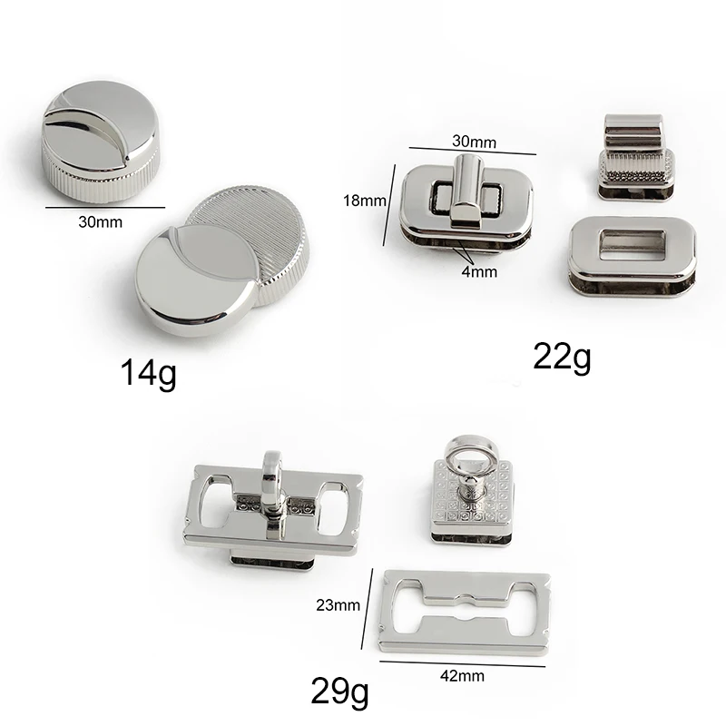 2/4/20Sets Oval/Rectangle Metal Locks Bag Snap Clasp Catch Buckles For Purse Handbag Bags Turn Twist Lock Fasteners Accessories