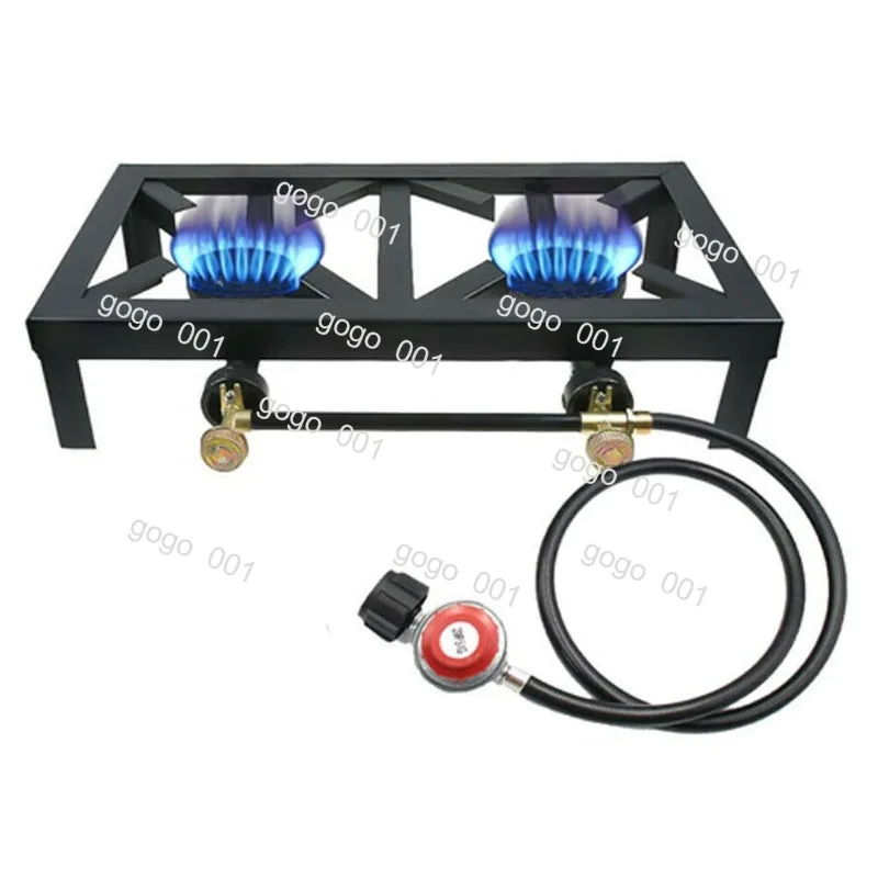 Dual Burner Portable Camping Stove 0-20 PSI Adjustable Pressure Regulator with Hose Outdoor