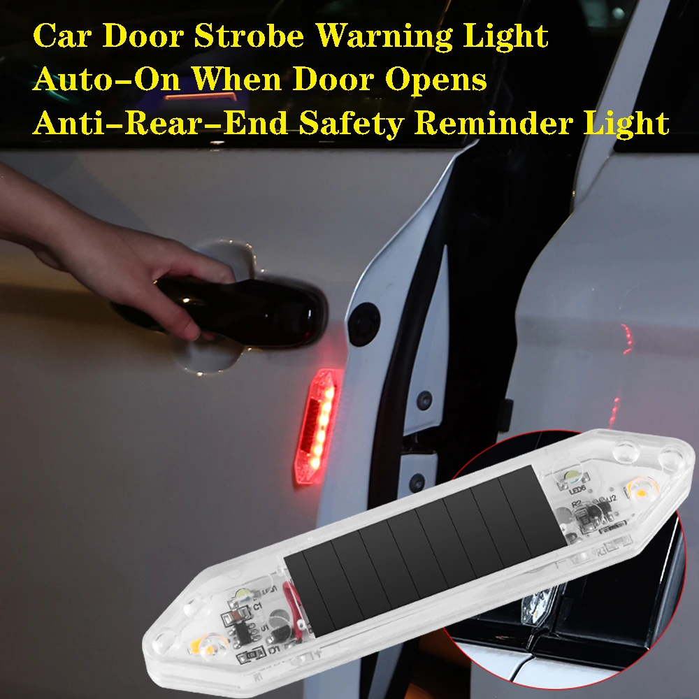 2/4PCS Car Door Sensor Warning Light,Flashes At Night Anti-Rear-End Collision Door Opening Welcome Light,Collision Warning Light