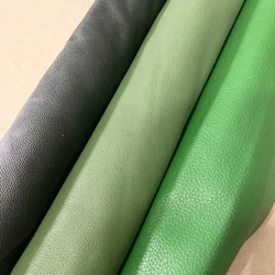 Lychee Top Layer Cow Leather Handmade DIY, Monochrome Leather Bag, Sofa Fabric, Green Series, 1.1mm