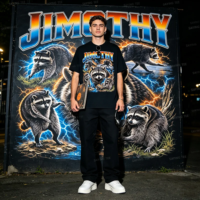 Jimothy Shirt Funny Viral Raccoon Line Art Graphic Tee Jimothy Raccoon Seattle Trash Panda Wildlife Soft Cotton Unisex T-Shirt