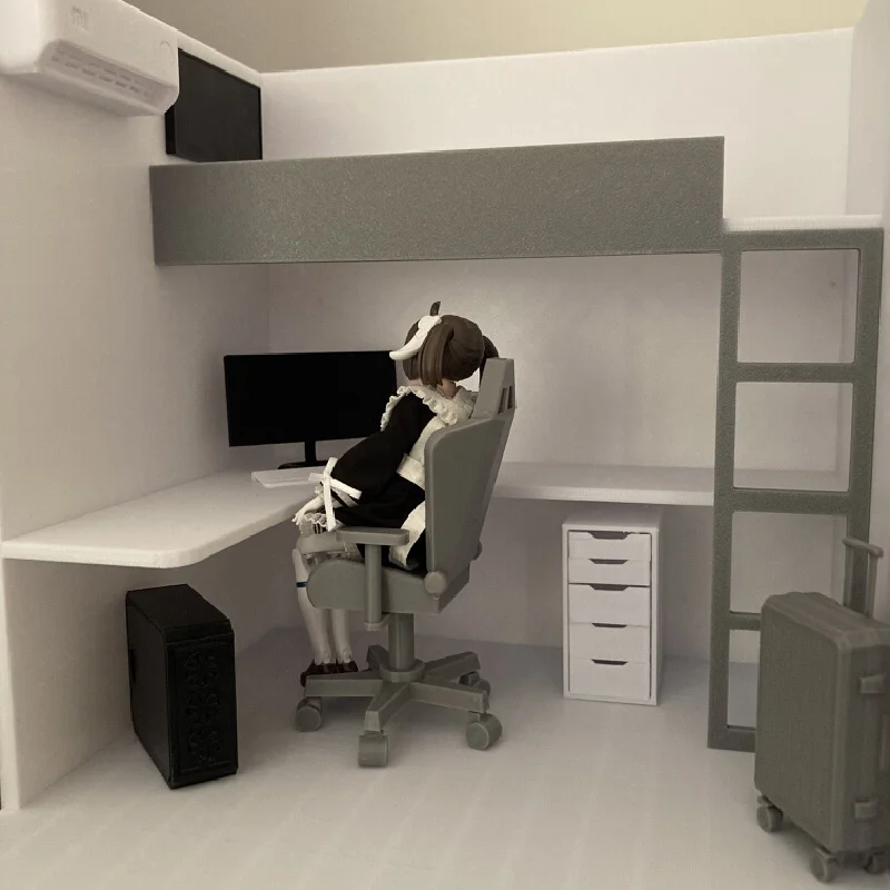 New 1 12 Scale Esports Gaming Room Desk Furniture Diorama For Figma Kotobukiya Goddess Device Action Figure Machine Girl