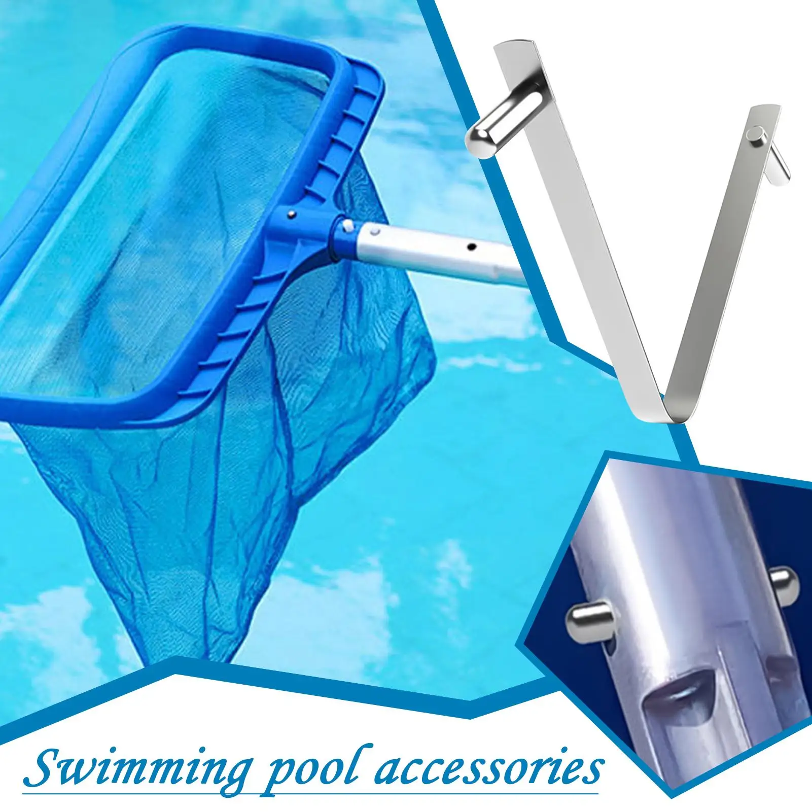 Pool Brush Clip Replacement Stainless Steel Pool V Clip Stable Cleaning Tool Spa Brush Locking Pins For Skimmer Nets Vacuum Head