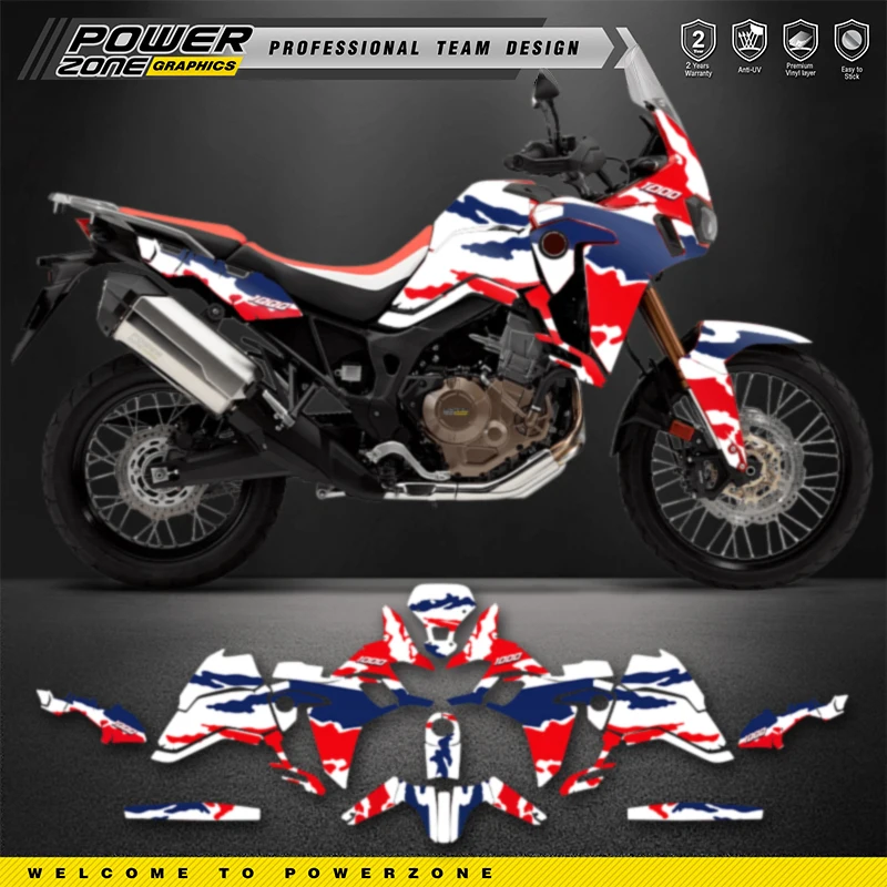 PowerZone Custom Team Graphics Backgrounds Decals Stickers Kit For Honda AFRICA TWIN CRF1000L 004