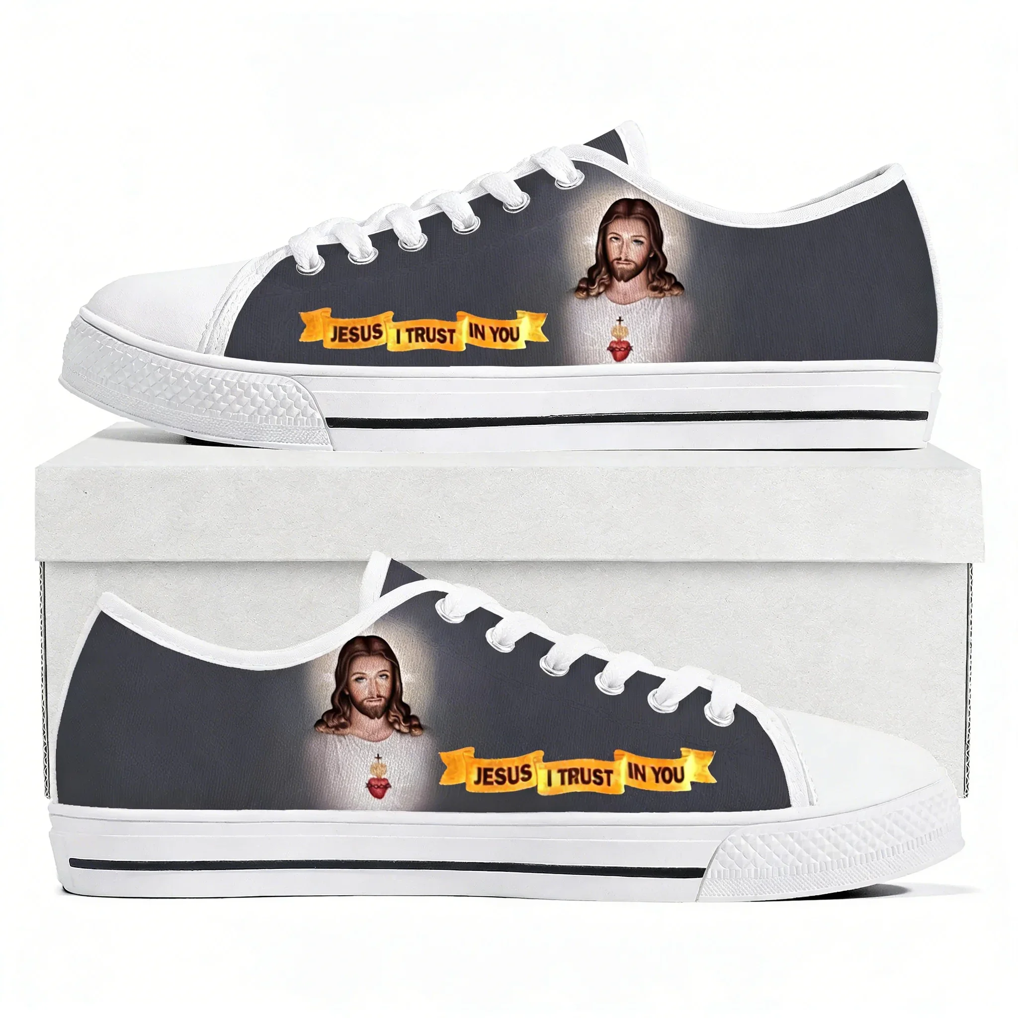 DIY Christian God Religion Jesus Printed Cross Low Top Lightweight Sneakers Mens Womens Teenager Canvas Sneaker Casual Shoes